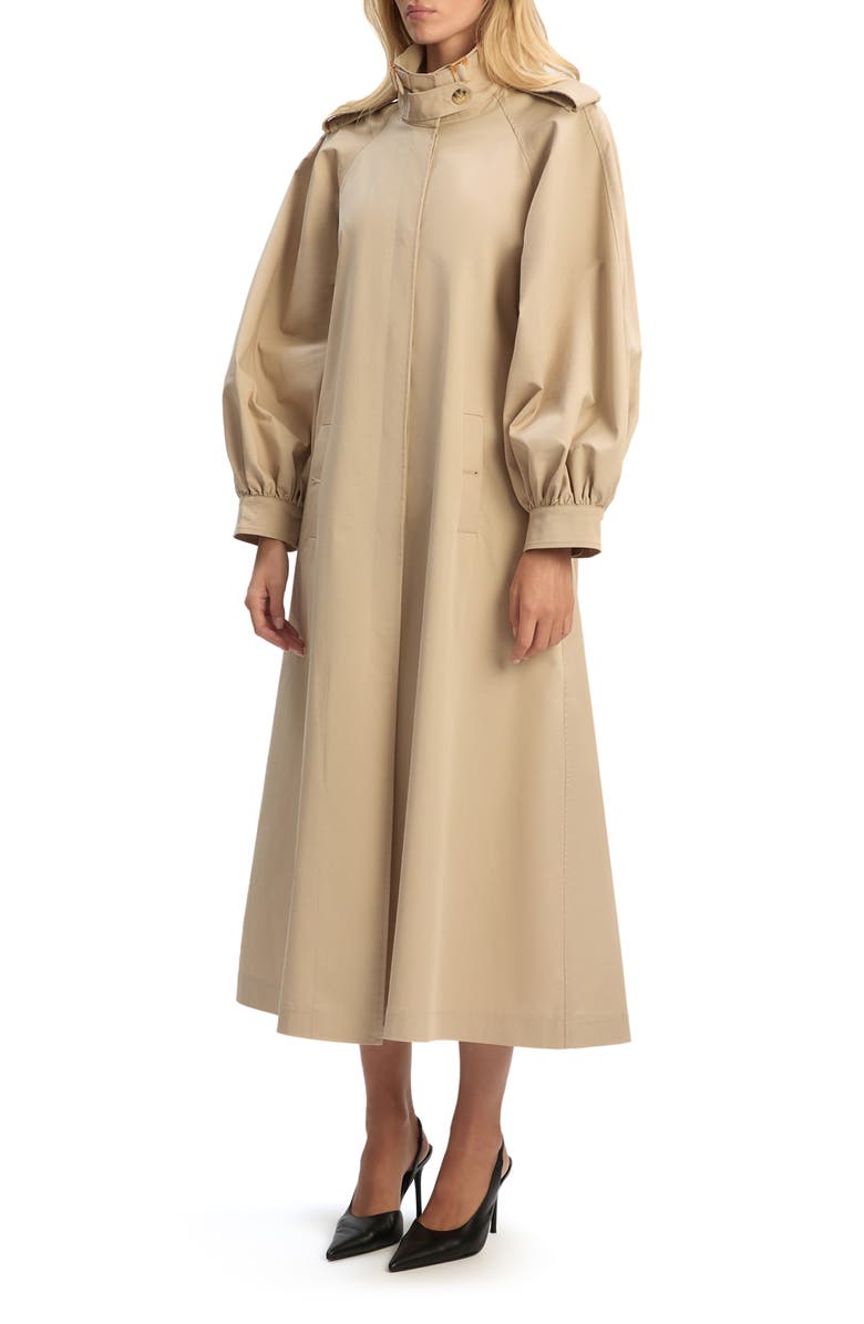 Bardot Isler Longline Trench Coat, Alternate, color, Latte