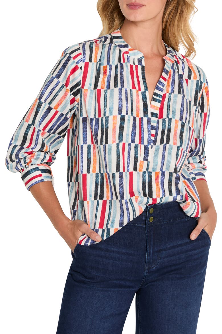 Broken Stripe Cotton Top, Main, color, BLUE MULTI