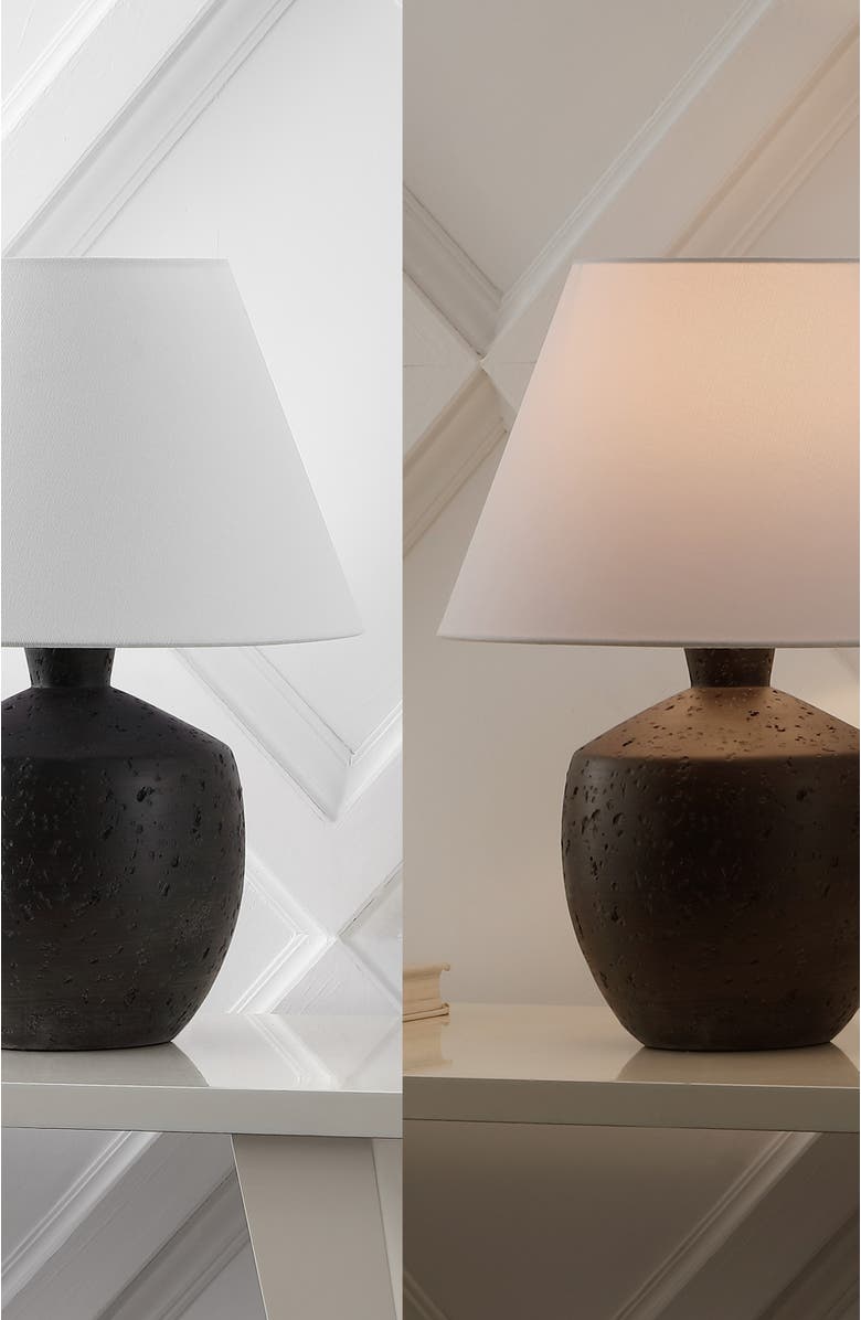 JONATHAN Y Myron 18" Minimalist Scandinavian Concrete Effect Resin/Iron LED Table Lamp, Alternate, color, Black