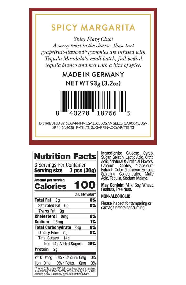 sugarfina Set of 4 Spicy Margarita Gummy Candy Cubes, Alternate, color, 