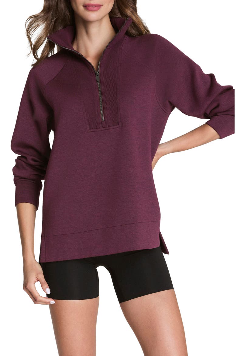 Air Essentials Brushed Half-Zip Sweatshirt, Main, color, PLUM BERRY HEATHER
