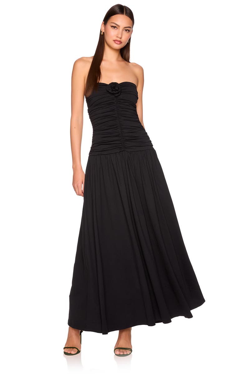 Susana Monaco Flower Detail Strapless Maxi Dress, Alternate, color, 