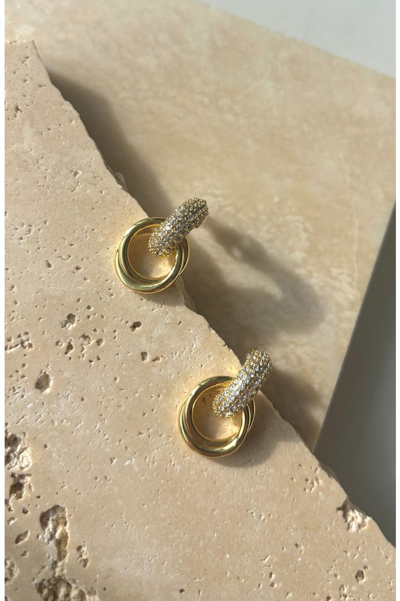 Tarnish Resistant Cubic Zirconia Knocker Earrings, Alternate, color, GOLD