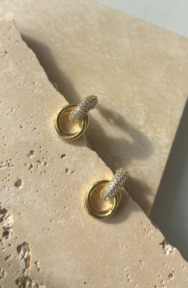 Adornia Tarnish Resistant Cubic Zirconia Knocker Earrings, Alternate, color, Gold