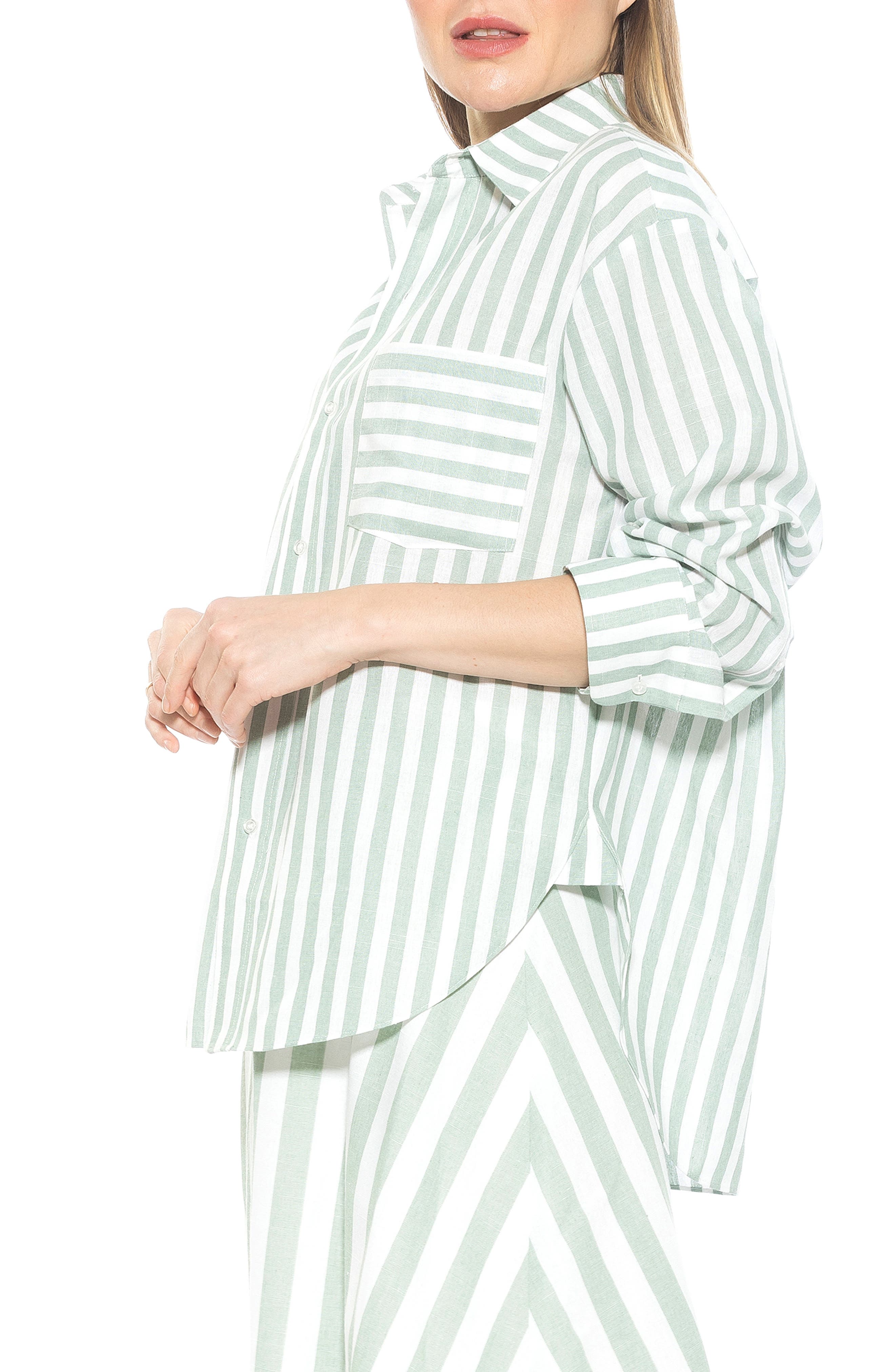 Tammi Oversize Stripe Boyfriend Button-Up Shirt - image 2