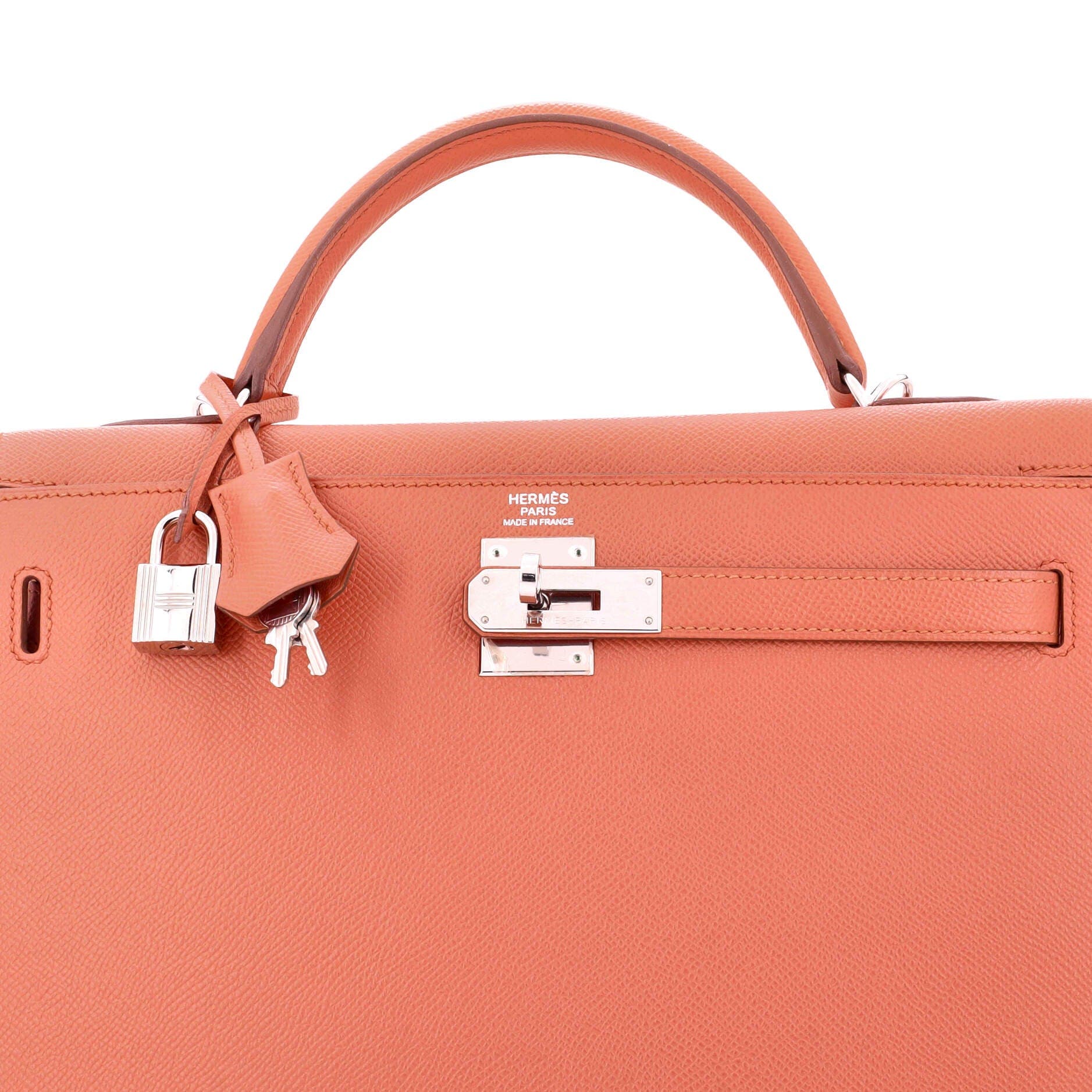 Pre-Owned Hermes Kelly Handbag Pink Epsom with Palladium Hardware 32, Alternate, color, Flamingo