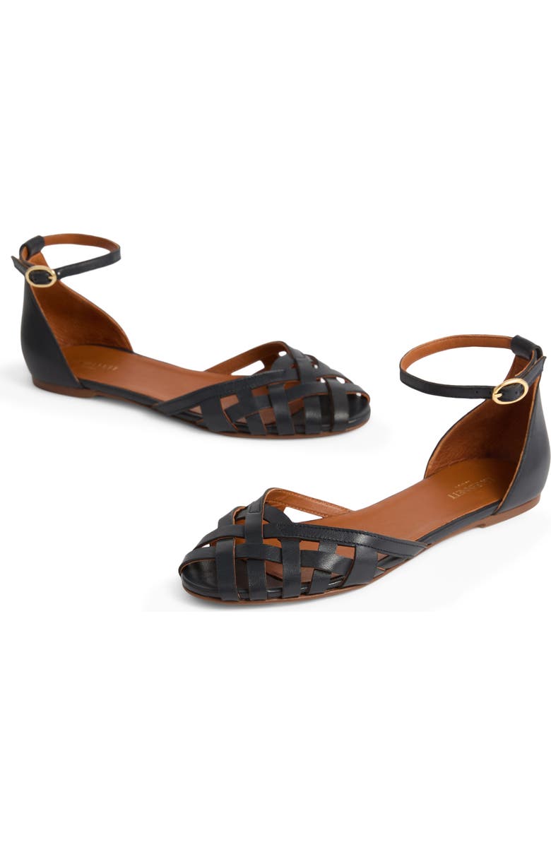 LK Bennett Bianca Plaited Ankle Strap Sandal, Alternate, color, Blu-Dark Navy