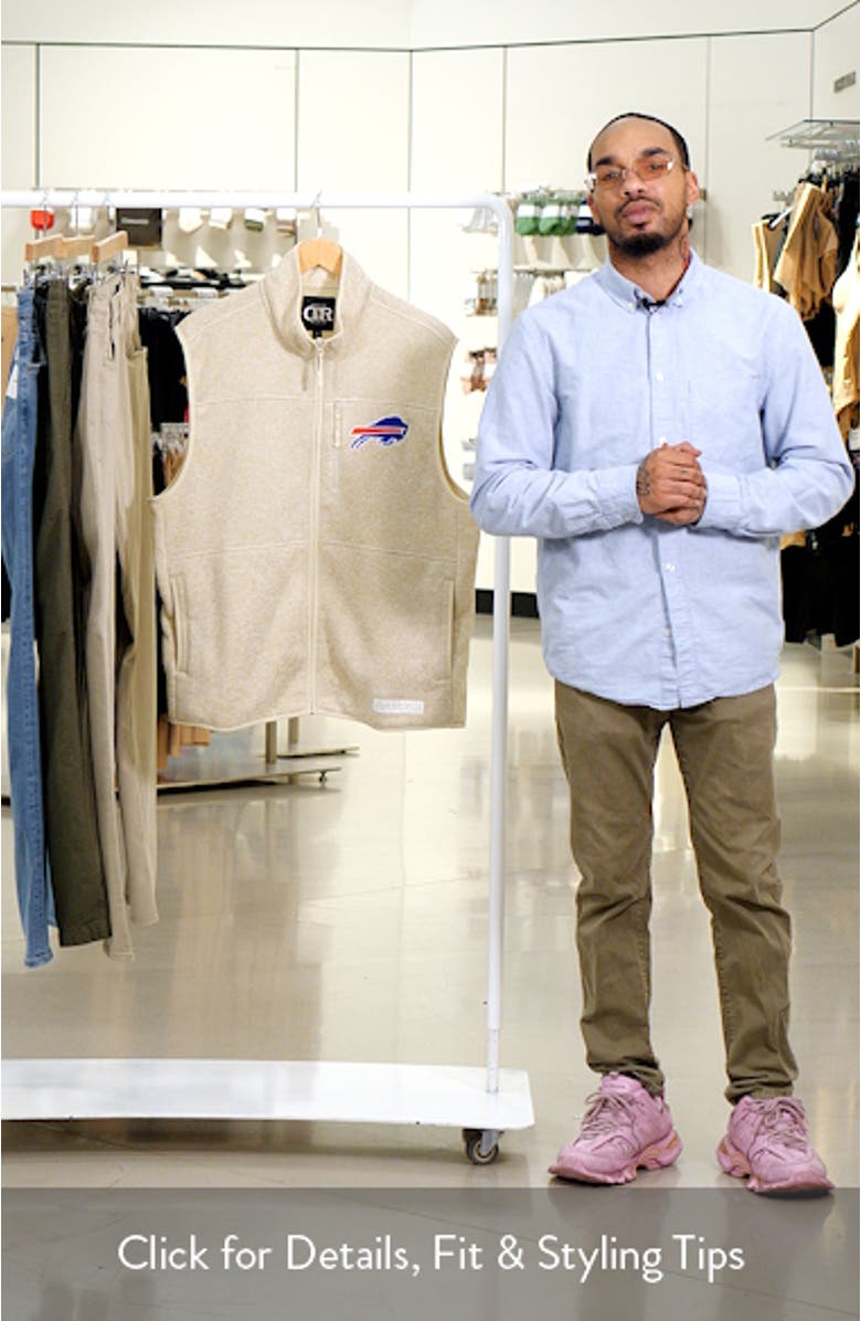 Men's NFL x Darius Rucker Collection by Fanatics Oatmeal Buffalo Bills Full-Zip Sweater Vest, sales video thumbnail