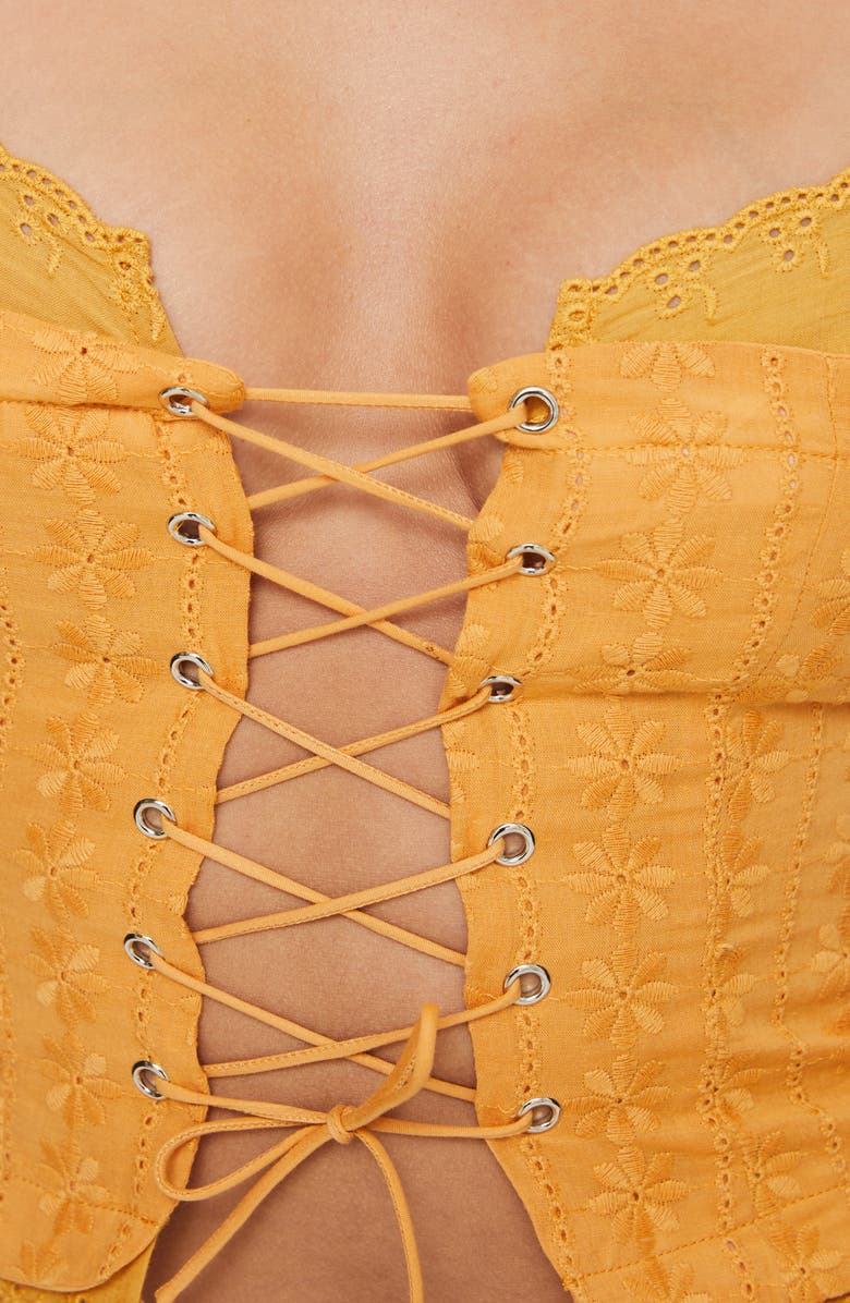 Princess Polly Amitri Cotton Lace-Up Bustier Top, Alternate, color, Orange