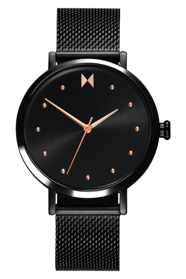 MVMT Dot Mesh Strap Watch, 36mm, Main, color, BLACK
