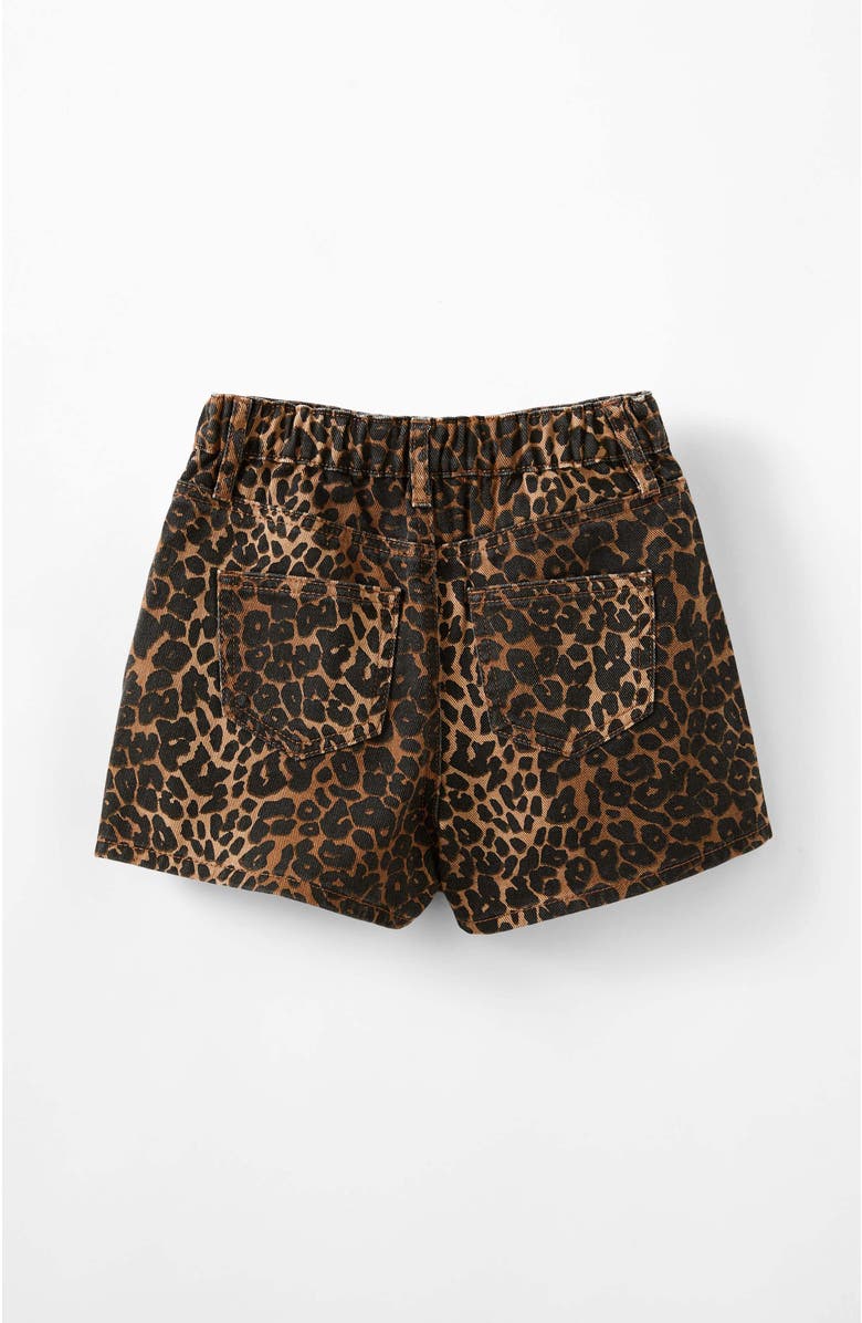 Cotton On Kids Kid's Sarai Pleat Front Denim Short, Alternate, color, Taupy Brown Leopard
