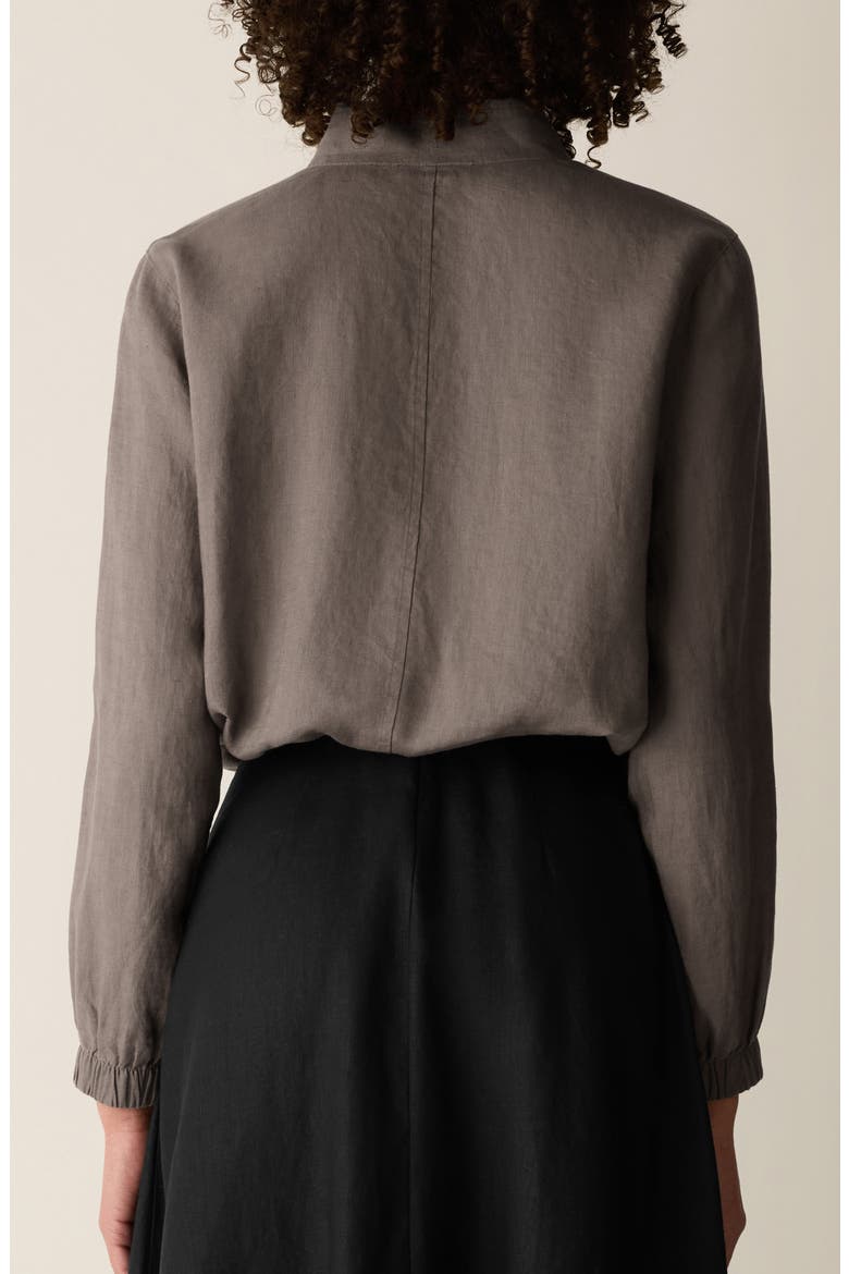 Stand Collar Organic Linen Jacket, Alternate, color, WALNUT