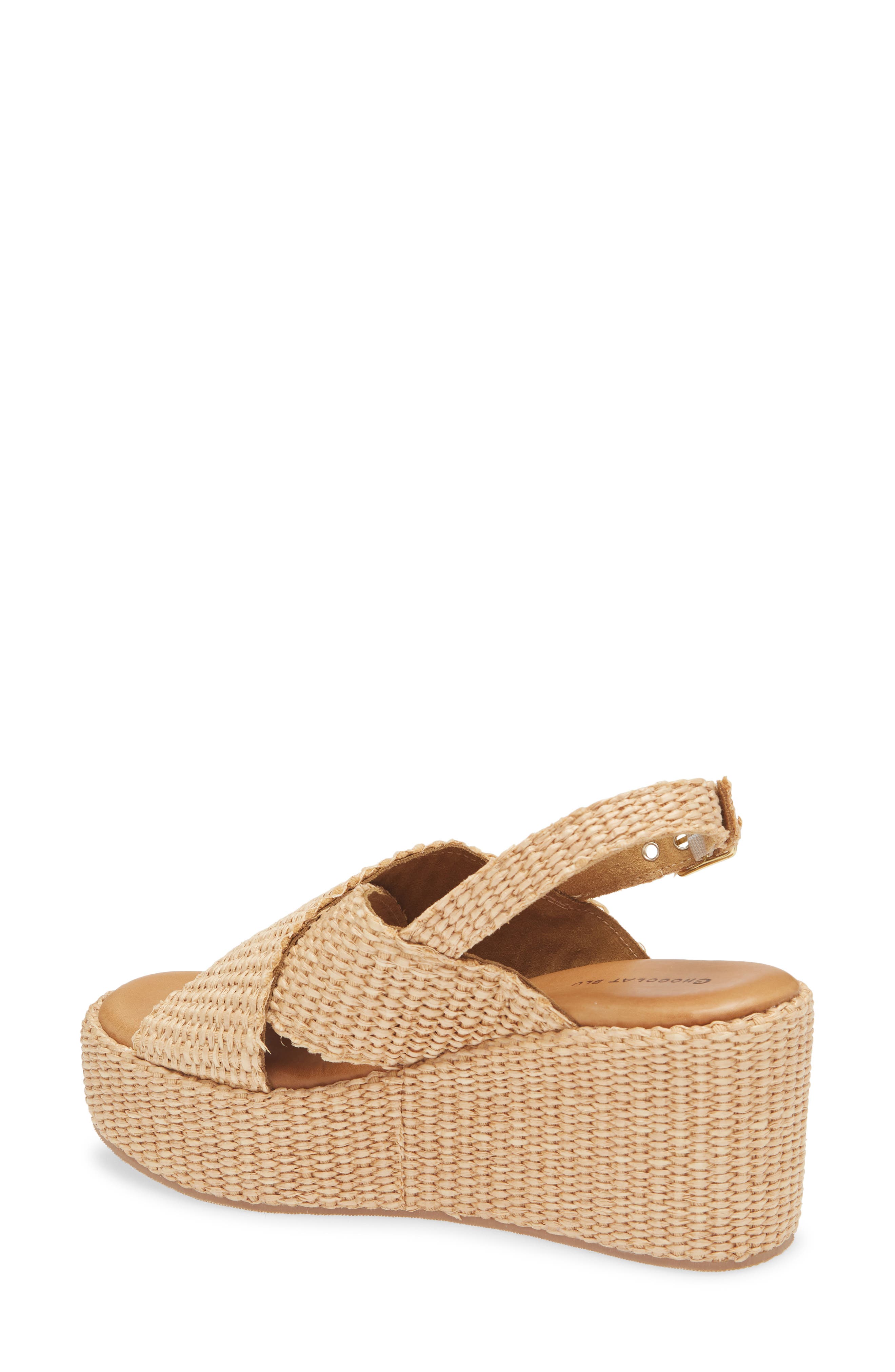 Chocolat Blu Jacen Slingback Wedge Platform Sandal, Alternate, color, Natural Raffia