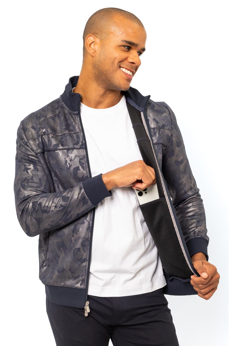 Roberto Metallic Camo Track Jacket, Alternate, color, NAVY