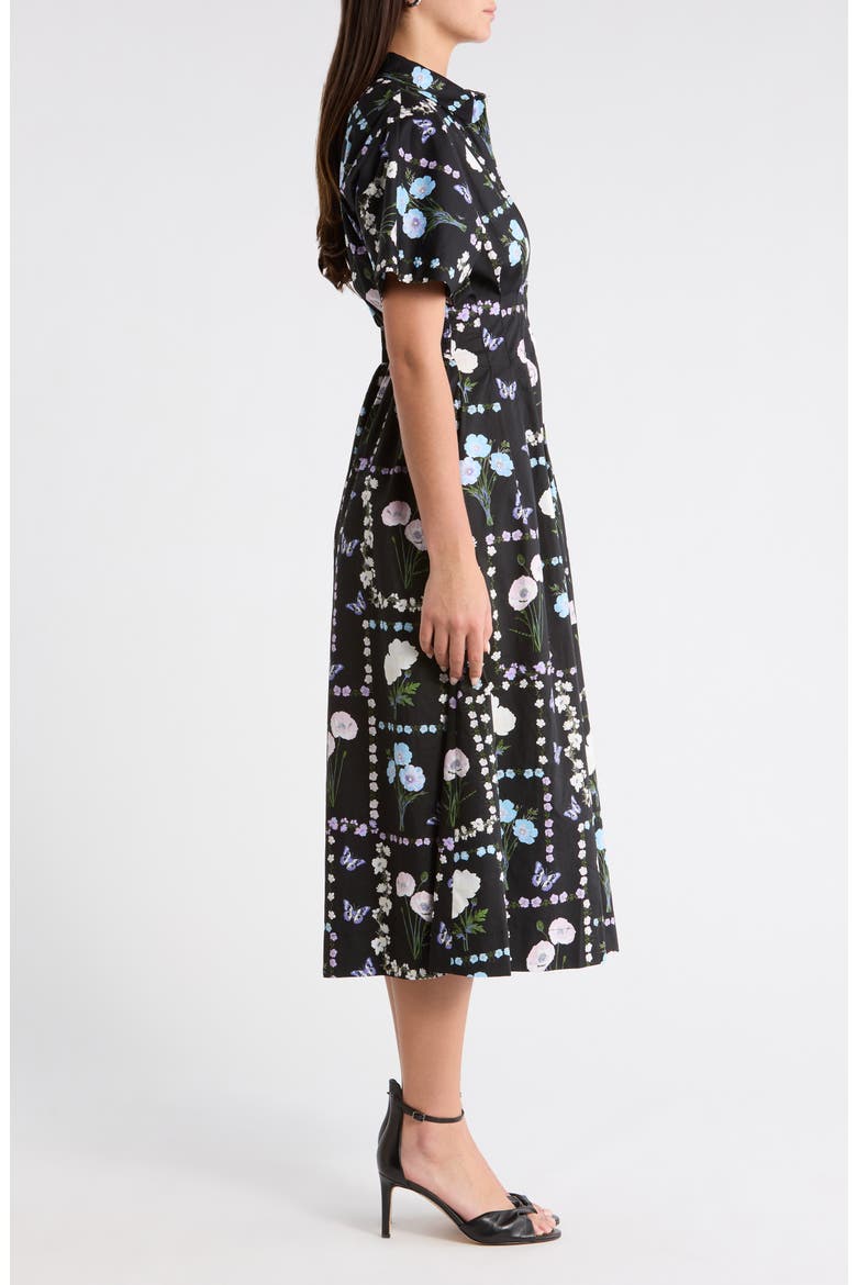 Wilderra Pleated Midi Dress, Alternate, color, BLACK-PASTEL