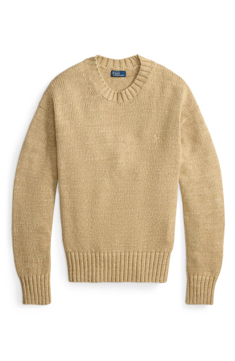 Polo Ralph Lauren Intarsia Knit Logo Sweater, Alternate, color, Tan Heather