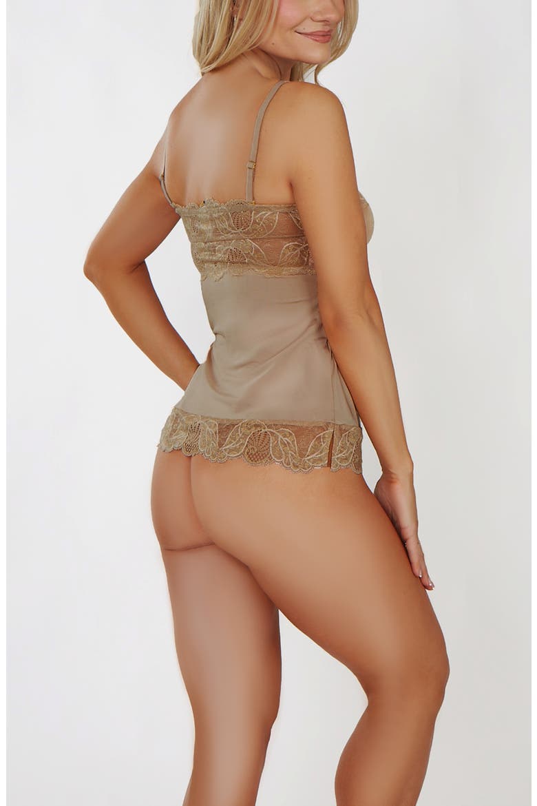 Shirred Bust Lace Camisole and Panty Set, Alternate, color, Nude