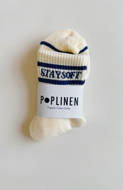 Poplinen Stay Soft Organic Cotton Stripe Socks In Navy