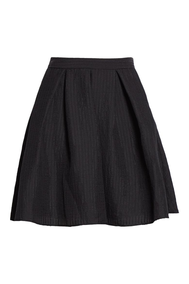 Box Pleat Skater Skirt, Alternate, color, BLACK