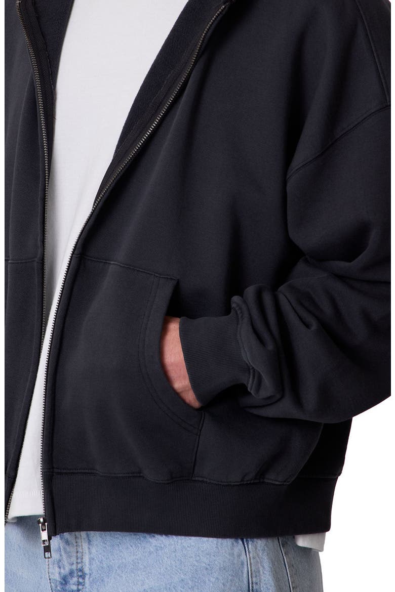 Heavyweight Basic Zip-Up Cotton Hoodie, Alternate, color, WASHED BLACK