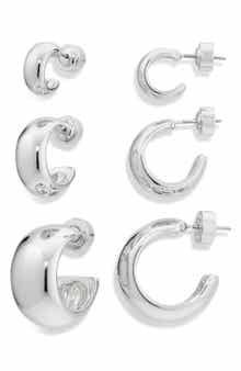 Nordstrom Set of 3 Polished Dome Hoop Earrings