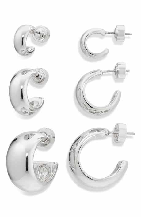 Nordstrom Set of 3 Polished Dome Hoop Earrings