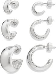 Nordstrom Set of 3 Polished Dome Hoop Earrings