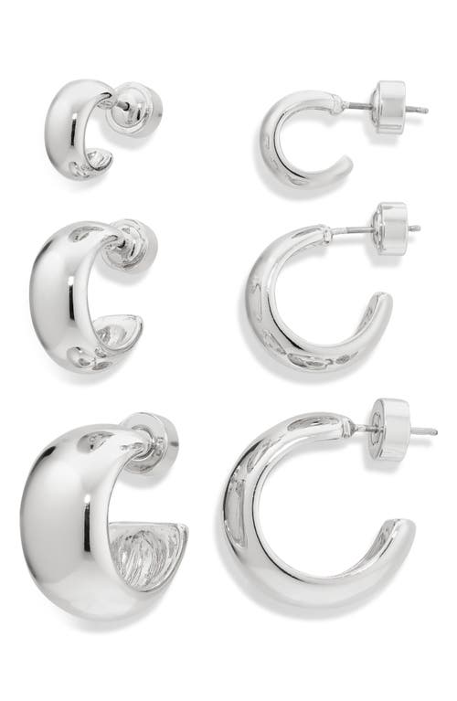 Nordstrom Set Of 3 Polished Dome Hoop Earrings