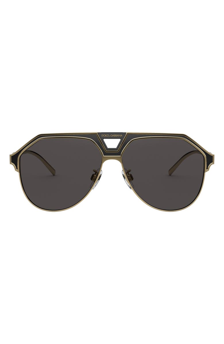 Dolce&Gabbana 60mm Gradient Aviator Sunglasses, Main, color, Gold/ Black Matte/ Grey