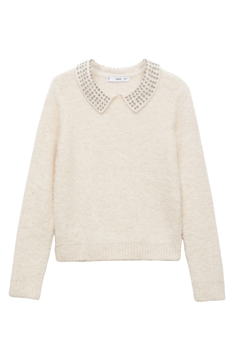 MANGO Polo Sweater with Rhinestone Embellished Collar, Alternate, color,