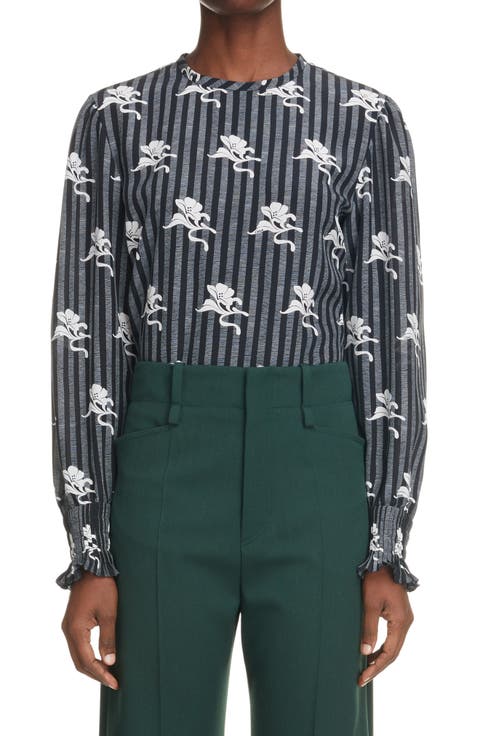 Ruffle Cuff Silk Blouse