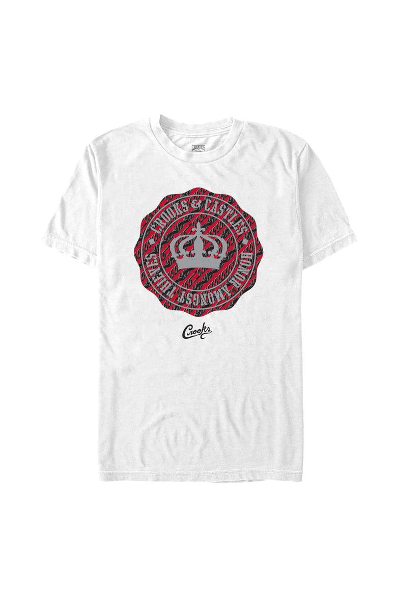 Men's Crooks & Castles Honor Amongst Thieves Red Badge Front and Back  Graphic T-Shirt, Main, color, White