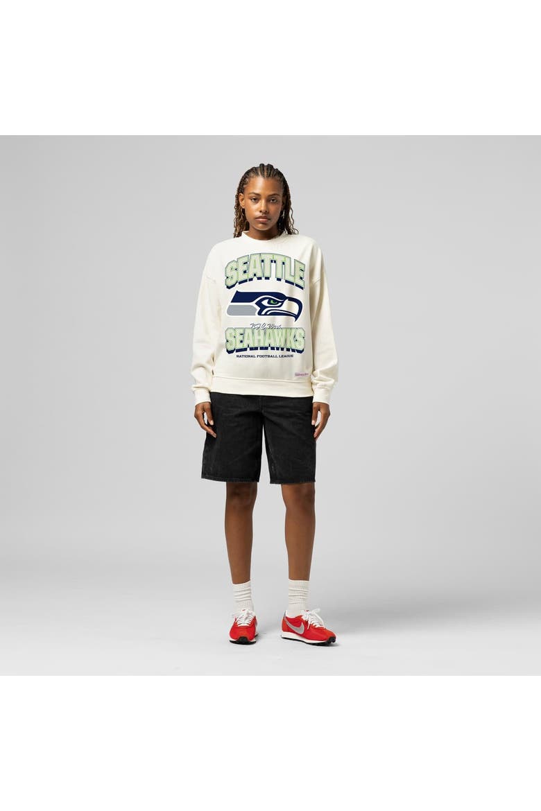 Women's  Mitchell & Ness  Cream Seattle Seahawks Tonal Arch Sweatshirt, Main, color, Cream