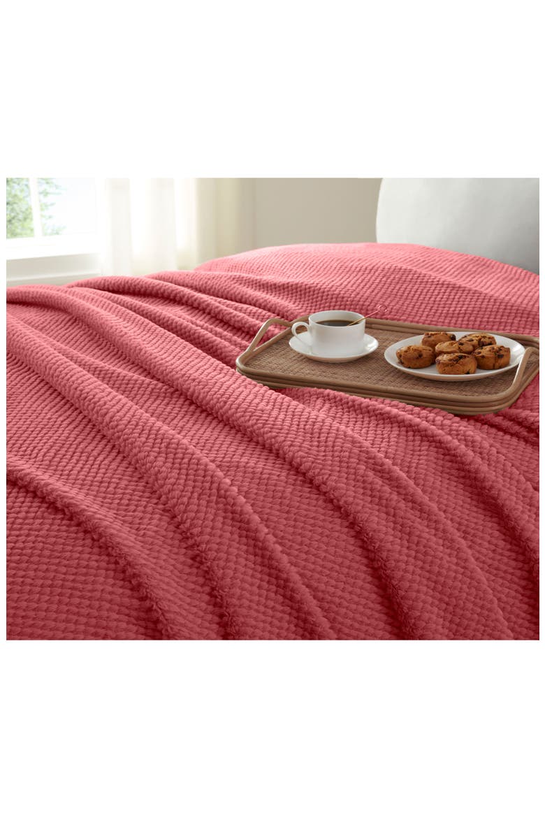 Plush Texture Throw Blanket, Alternate, color, DEEP ROSE