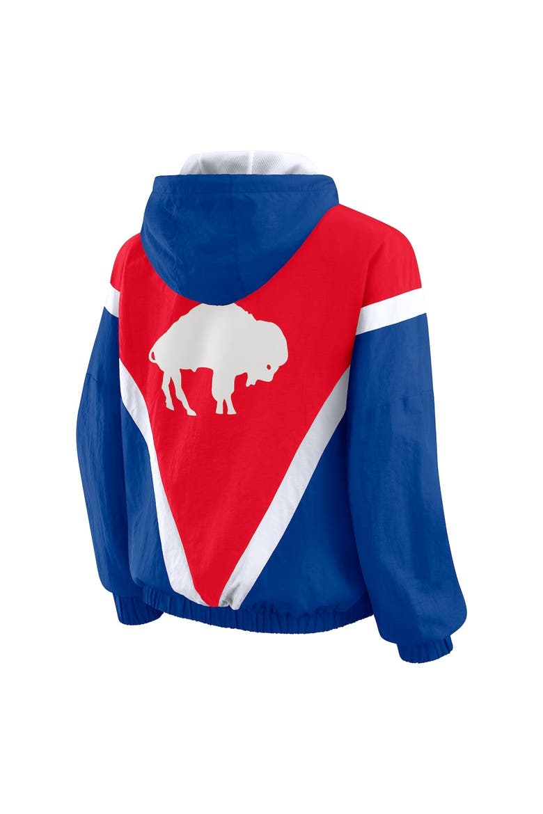 Women's WEAR by Erin Andrews Red/Royal Buffalo Bills Retro Crinkle Full-Zip Hoodie Windbreaker, Alternate, color, Red