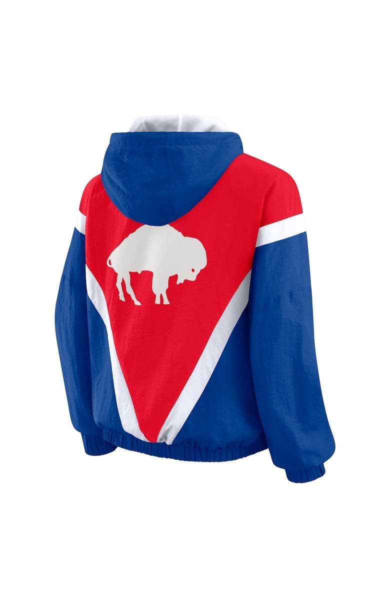 WEAR by Erin Andrews Women's WEAR by Erin Andrews Red/Royal Buffalo Bills Retro Crinkle Full-Zip Hoodie Windbreaker, Alternate, color, Red