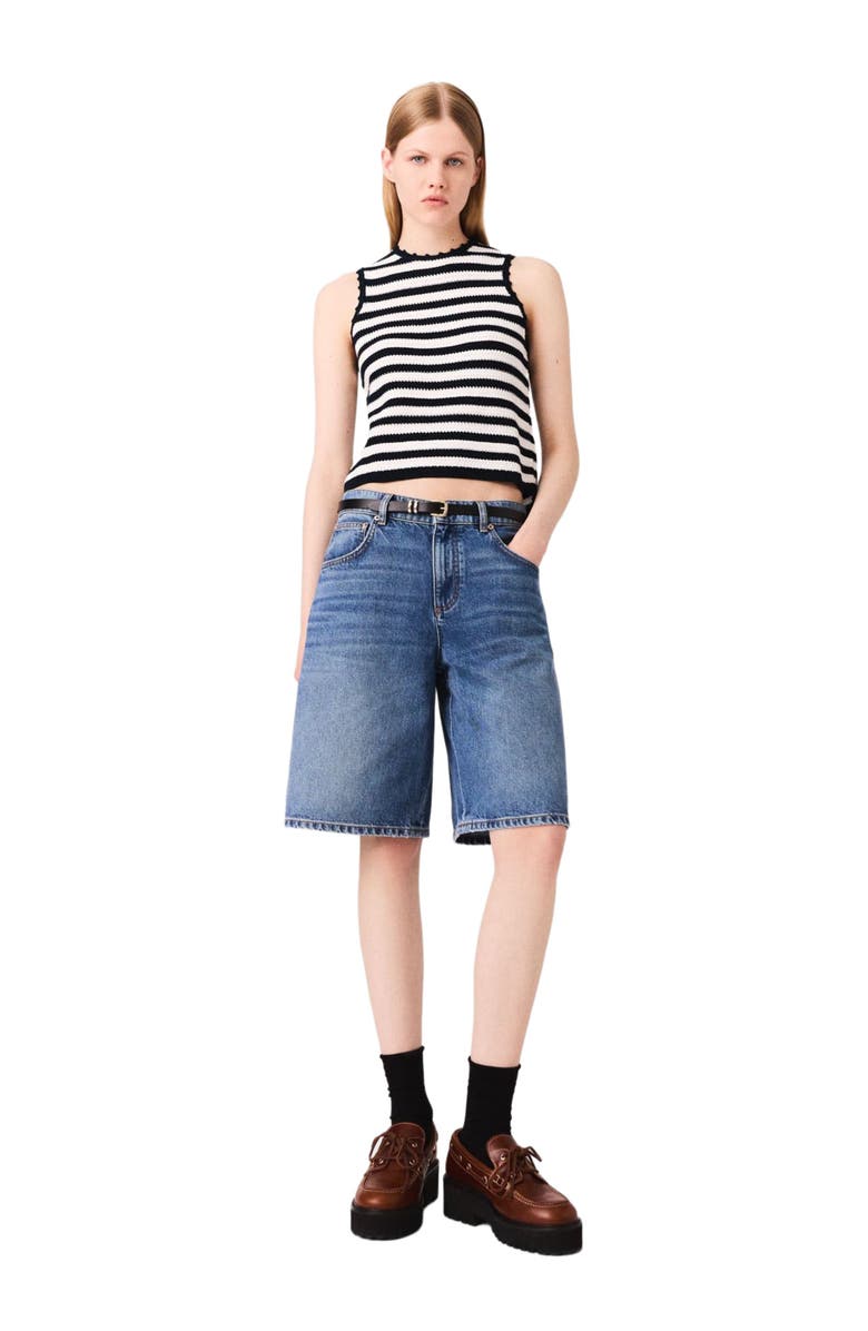 maje Denim Bermuda shorts, Main, color, Blue