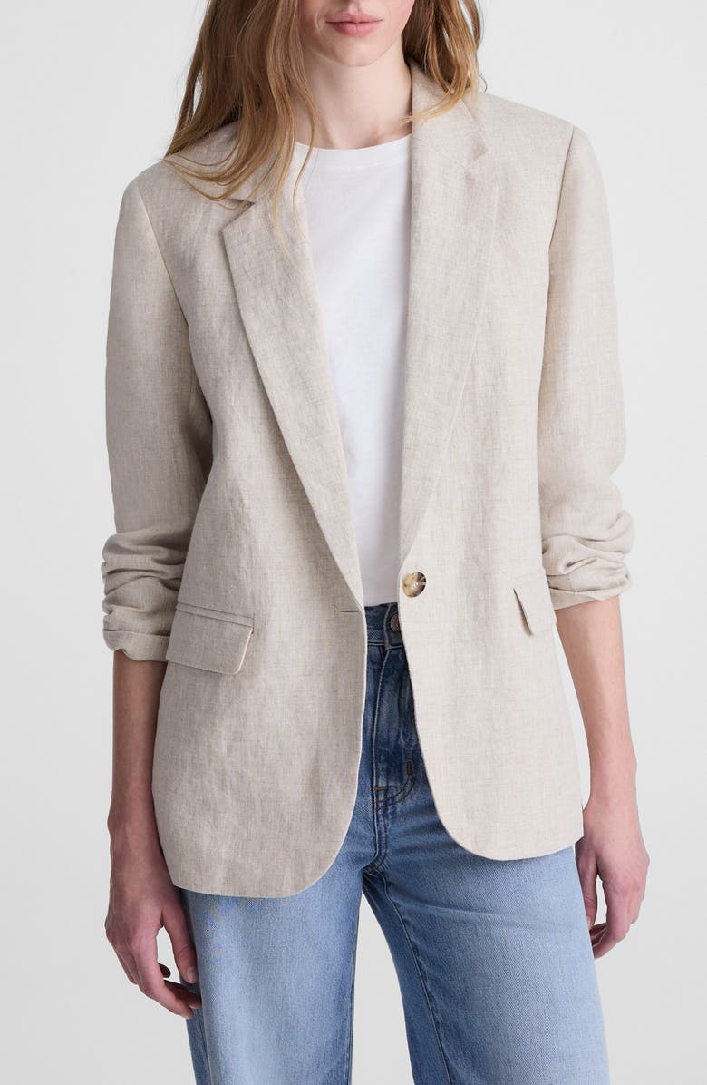 Madewell The Mercer Linen Relaxed Blazer, Main, color, Oat