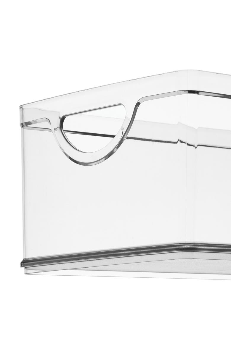 Plastic Kitchen Cabinet Storage Bins - Organizer Bins with Handles - Set of 4 - Clear, Alternate, color, Clear