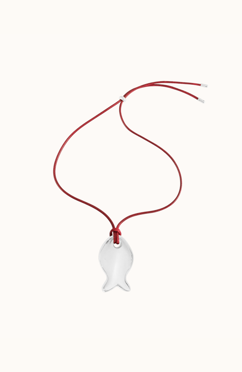 Joiana Jewelry Silver Fishie Pendant Necklace In Red