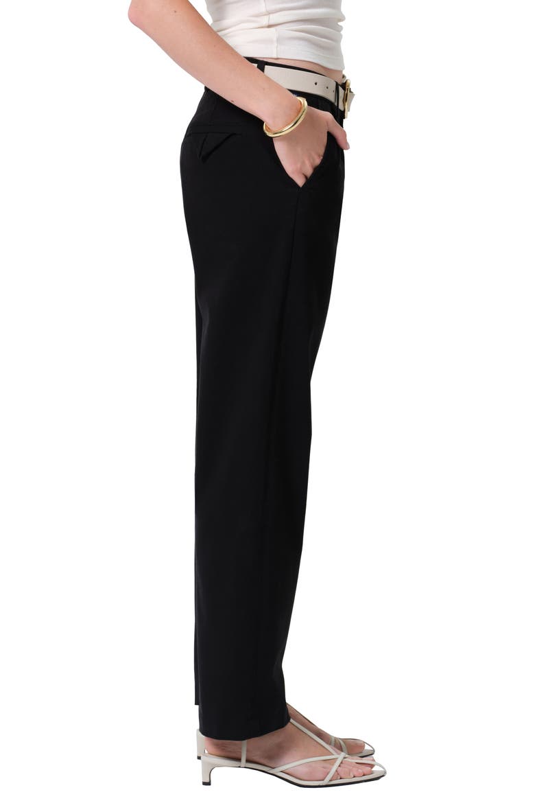 Mallory High Waist Relaxed Straight Leg Twill Pants, Alternate, color, BLACK