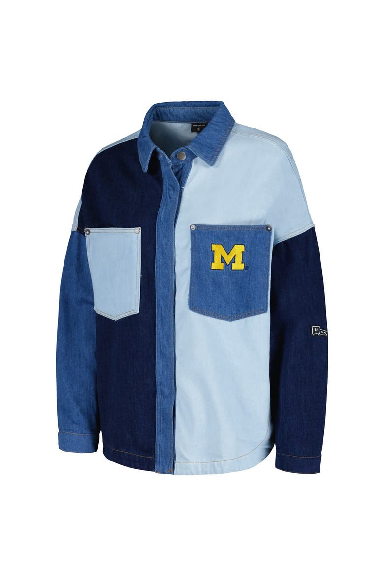 Women's Hype and Vice Denim Michigan Wolverines Multi-Hit Hometown Full-Snap Jacket, Alternate, color, Denim