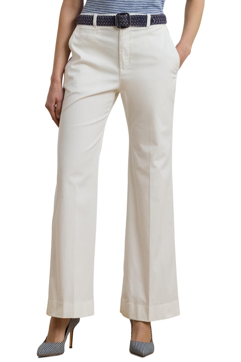 Stretch Cotton Flare Leg Chinos, Main, color, WHITE