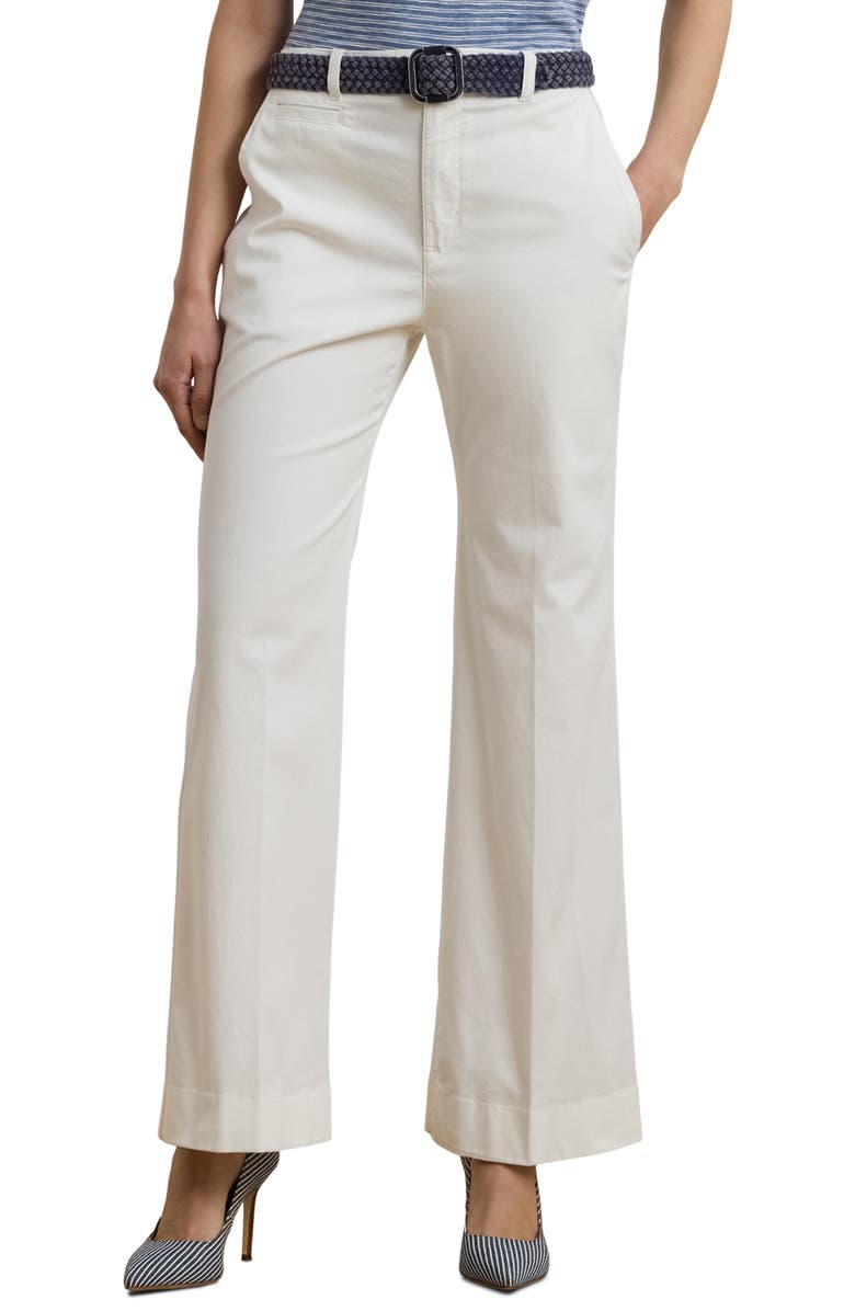 Lauren Ralph Lauren Stretch Cotton Flare Leg Chinos, Main, color, White