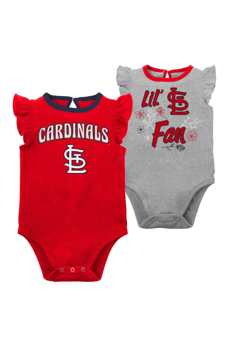 Girls Newborn & Infant Red/Heather Gray St. Louis Cardinals Little Fan Two-Pack Bodysuit Set, Main, color, Red