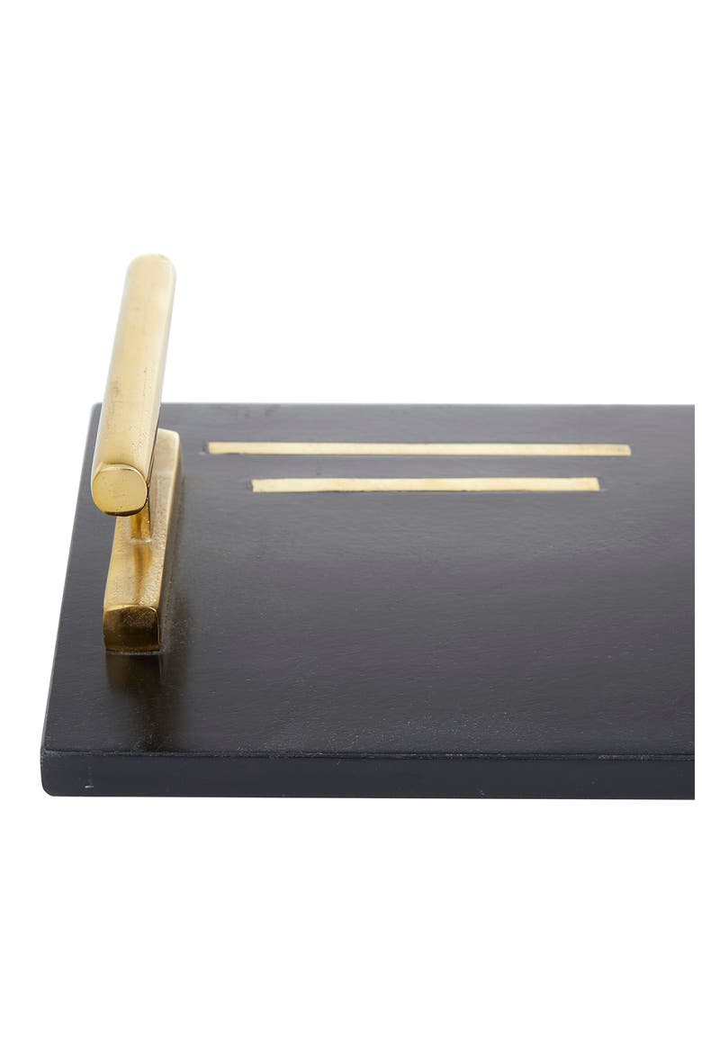 Black Marble Tray with Goldtone Handles - Set of 2, Alternate, color, BLACK