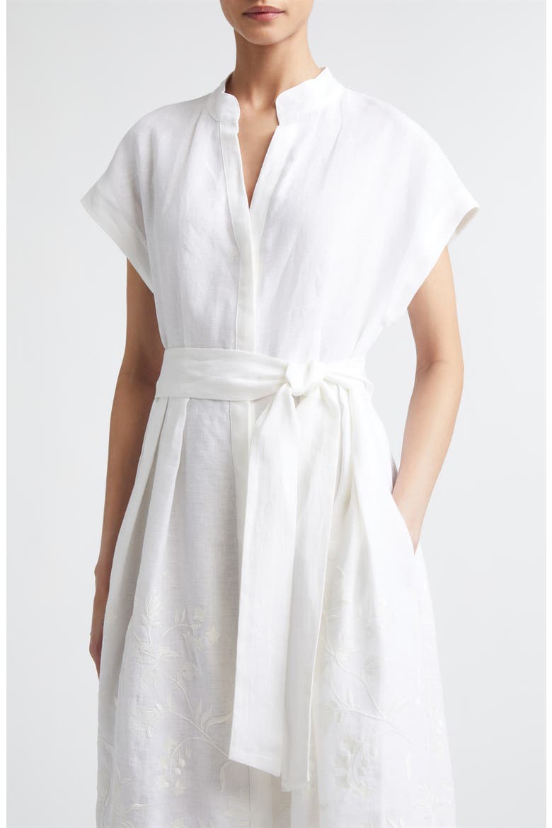 Embroidered Linen Shirtdress, Alternate, color, WHITE