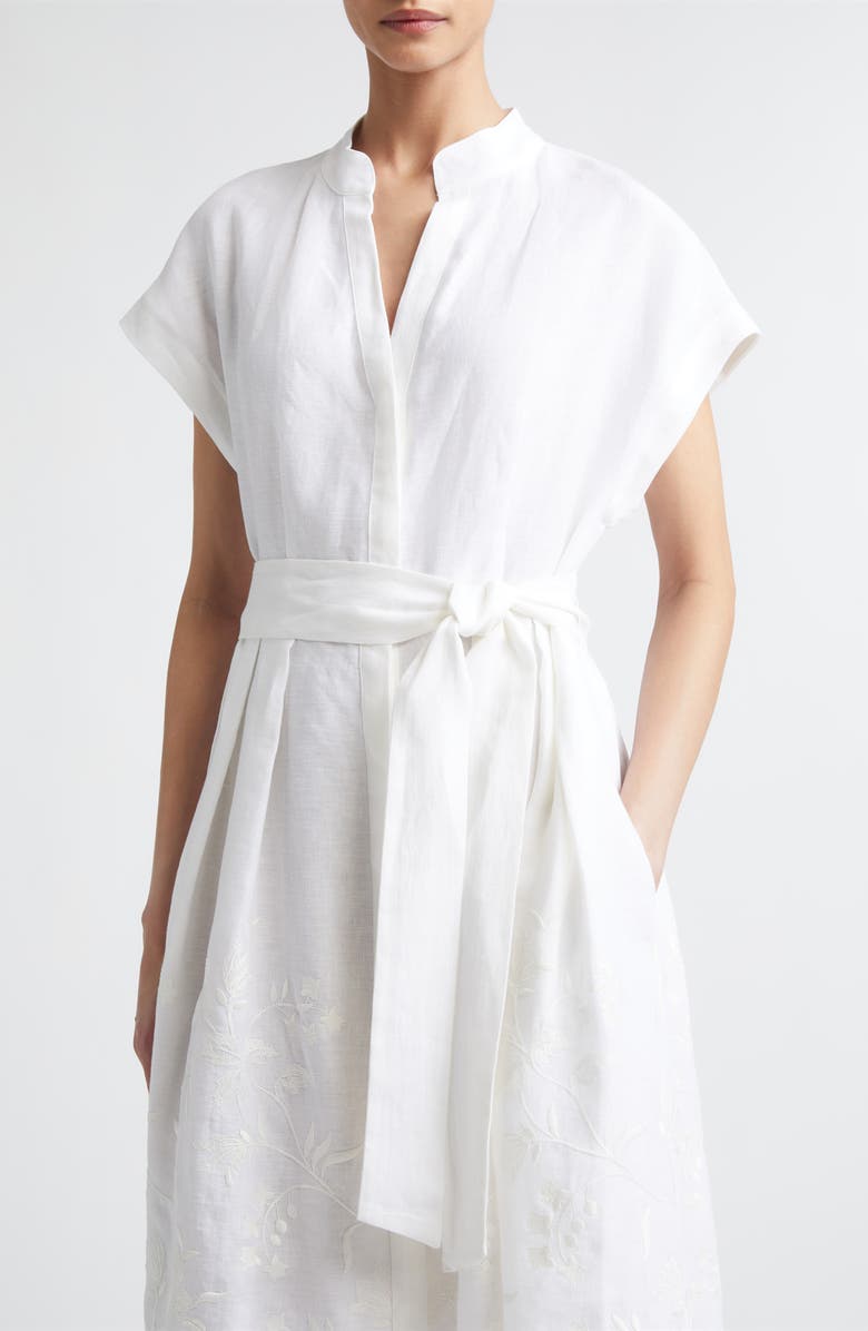Eleventy Embroidered Linen Shirtdress, Alternate, color, White