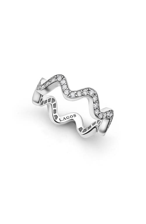 Lagos Sterling Silver Caviar Spark Diamond Wavy Eternity Band In Silver