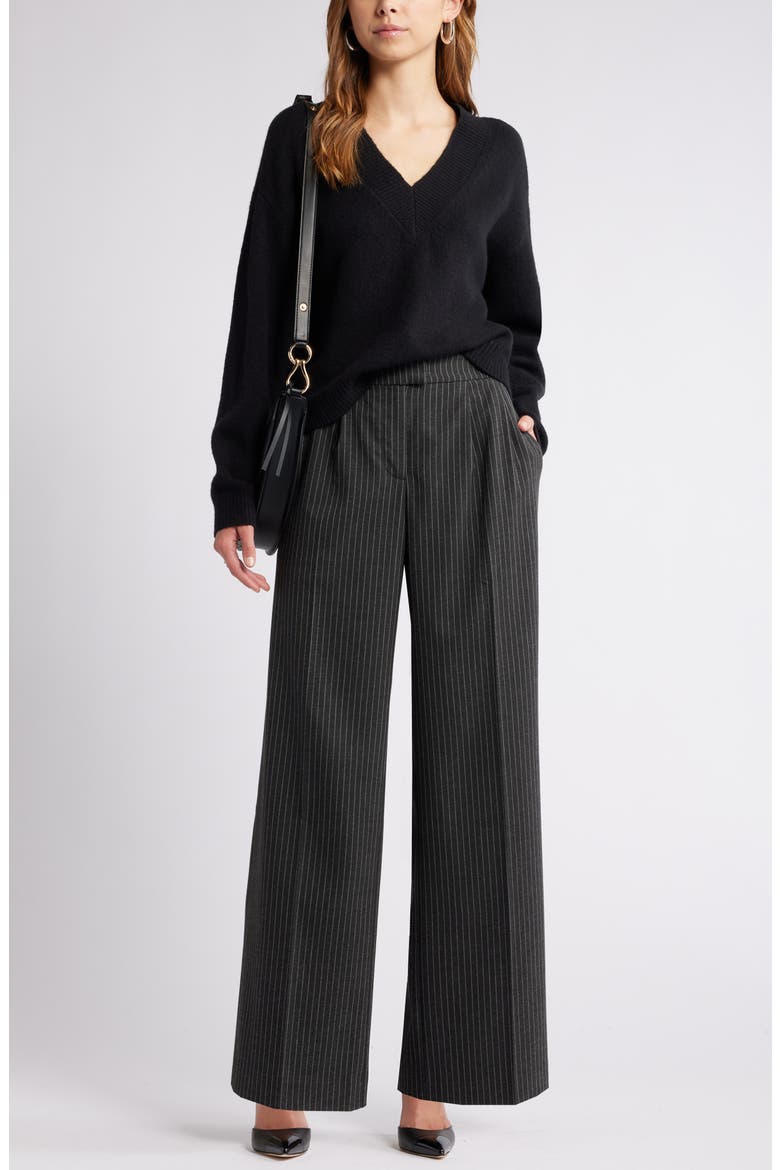 V-Neck Sweater, Alternate, color, BLACK